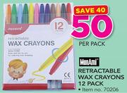 Monami 12 Pack Retractable Wax Crayons-Per Pack