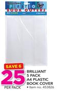 Brilliant 5 Pack A4 Plastic Book Cover-Per Pack
