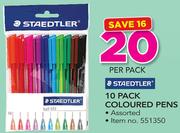Staedtler 10 Pack Coloured Pens Assorted-Per Pack