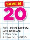 Simple Choice Gel Pen Neon 6PK G100-6N