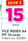Simple Choice A4 File Index PP 10 NUM-Each