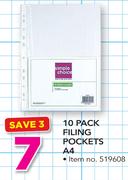 Simple Choice 10 Pack Filing Pockets A4