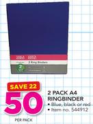 Simple Choice 2 Pack A4 Ringbinder-Per Pack