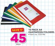 Simple Choice 10 Pack A4 Quotation Folders-Each