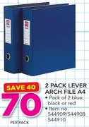Simple Choice 2 Pack Lever Arch File A4-Per Pack