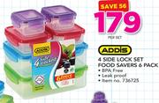 Addis 4 Side Lock Set Food Savers 6 Pack-Per Set