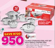 Tissolli 12 Piece Stainless Steel Pot Set With Single Chafing Dish
