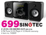 Sinotec 2.0 Channel CD Micro Hi-Fi MC-218