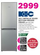 KIC 263Ltr Metallic Silver Bottom Freezer Fridge KBF 525 1 ME