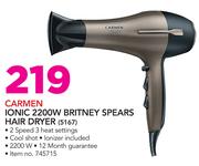 Carmen Ionic 2200W Britney Spears Hair Dryer 5167