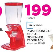 Mainstays Plastic Single Cereal Dispenser Red/Black-Each
