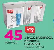 Fng 6 Pack Liverpool Highball Glass Set-Per Pack