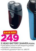 Philips 2 Head Battery Shaver PQ206