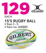 Gilbert 15's Rugby Ball Size 3 To 5-Each