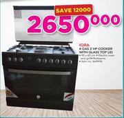 IQRA 4 Gas 2HP Cooker With Glass Top Lid 90x60cm