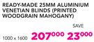 Decorland Ready Made 25mm Aluminium Venetian Blinds(Printed Woodgrain Mahogany) 1000x1600mm