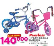 Peerless 12" Boys Or Girls BMX Bikes-Each