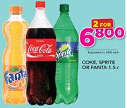Coke, Sprite Or Fanta-2x1.5Ltr
