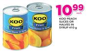 Koo Peach Slices Or Halves In Syrup-410g Each