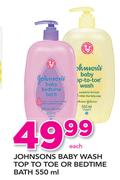 Johnsons Baby Wash Top To Toe Or Bedtime Bath-550ml Each
