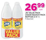 Jik Value Pack Liquid Bleach Pack Bottles Assorted-2x1Ltr