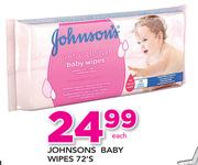 Johnsons Baby Wipes-72's