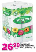Twinsaver Kitchen Towel Roll S White-4's Each