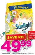 Sunlight 2 In 1 Hand Washing Powder Assorted-3Kg