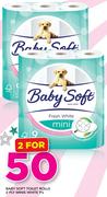 Baby Soft Toilet Rolls 2 Ply Minis White-2x9's