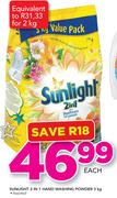 Sunlight 2 In 1 Hand Washing Powder Assorted-3Kg