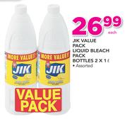 Jik Value Pack Liquid Bleach Pack Bottles Assorted-2x1Ltr Each
