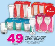 Assorted 4 And 6 Pack Glasses-Per Set