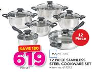 Mainstays 12 Piece Stainless Steel Cookware Set-Per Set