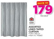 Always Home Assorted Lined Taped Curtain-Per Drop