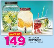 8Ltr Glass Dispenser-Each
