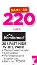 Homestead 20Ltr Fast Hide White Paint-Each