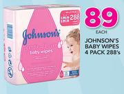 Johnson's Baby Wipes 4 Pack-288's Each