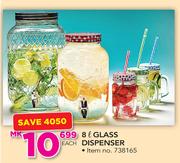 8Ltr Glass Dispenser-Each