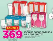 jogo de copos diversos 4 e 6 por pacote