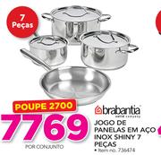 Brabantia jogo de panelas em aco inox shiny 7 pecas por conjunto