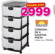 Gold Sun comoda de 4 gavetas preta