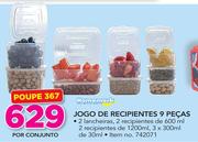 Homemark jogo de recipentes 9 pecas por conjunto
