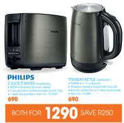 Philips 2 Slice Toaster HD2628 82 + Philips Titanium Kettle HD9322.81