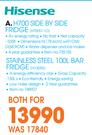 Hisense H700 Side By Side Fridge H700S1-1D Plus Hisense Stainless Steel 100Ltr Bar Fridge H130RS