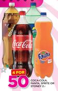 Coca-Cola, Fanta, Sprite Or Stoney-4 x 2Ltr
