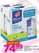 Clover Full Cream, Low Fat Or Fat Free Long Life Milk-6x1Ltr Per Pack