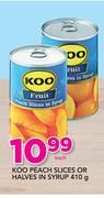 Koo Peach Slices Or Halves In Syrup-410g Each