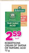 Robertsons Cream Of Tartar Or Tartaric Acid-12g