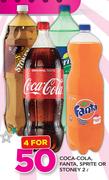 Coca-Cola, Fanta, Sprite Or Stoney-4 x 2Ltr