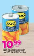 Koo Peach Slices Or Halves In Syrup-410g Each